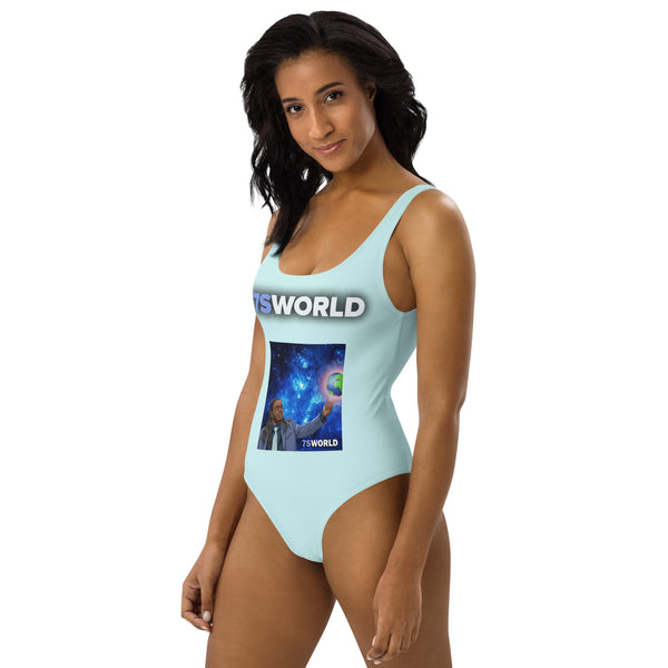 7's World Album One-Piece Swimsuit Blue (Light Cyan)